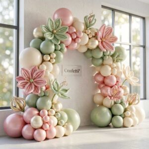 Organische Ballondeko und Fantasie-Blumen